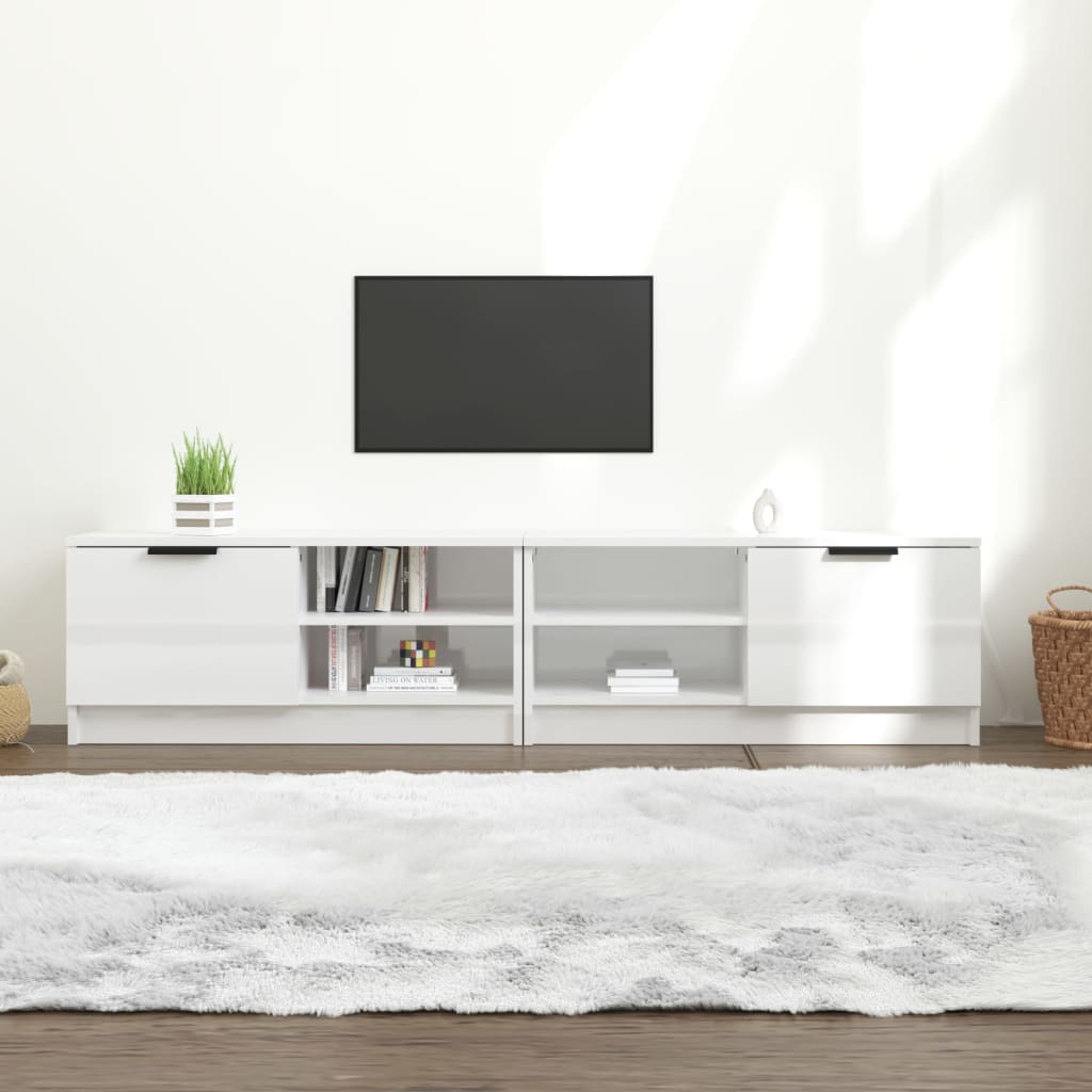 Tv-Meubelen 2 St 80X35X36,5 Cm Bewerkt Hout Hoogglans Wit