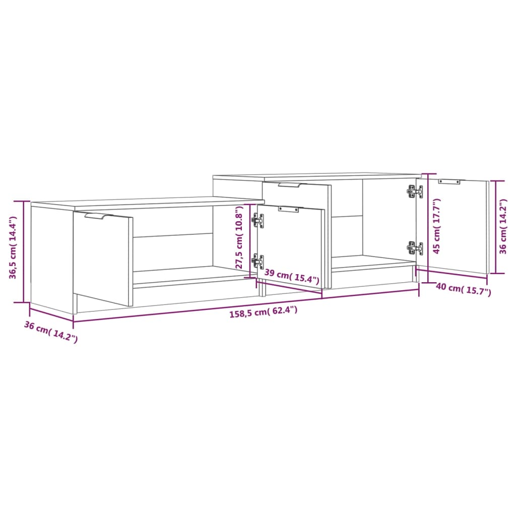 Tv-Meubel 158,5X36X45 Cm Bewerkt Hout Sonoma Eikenkleurig