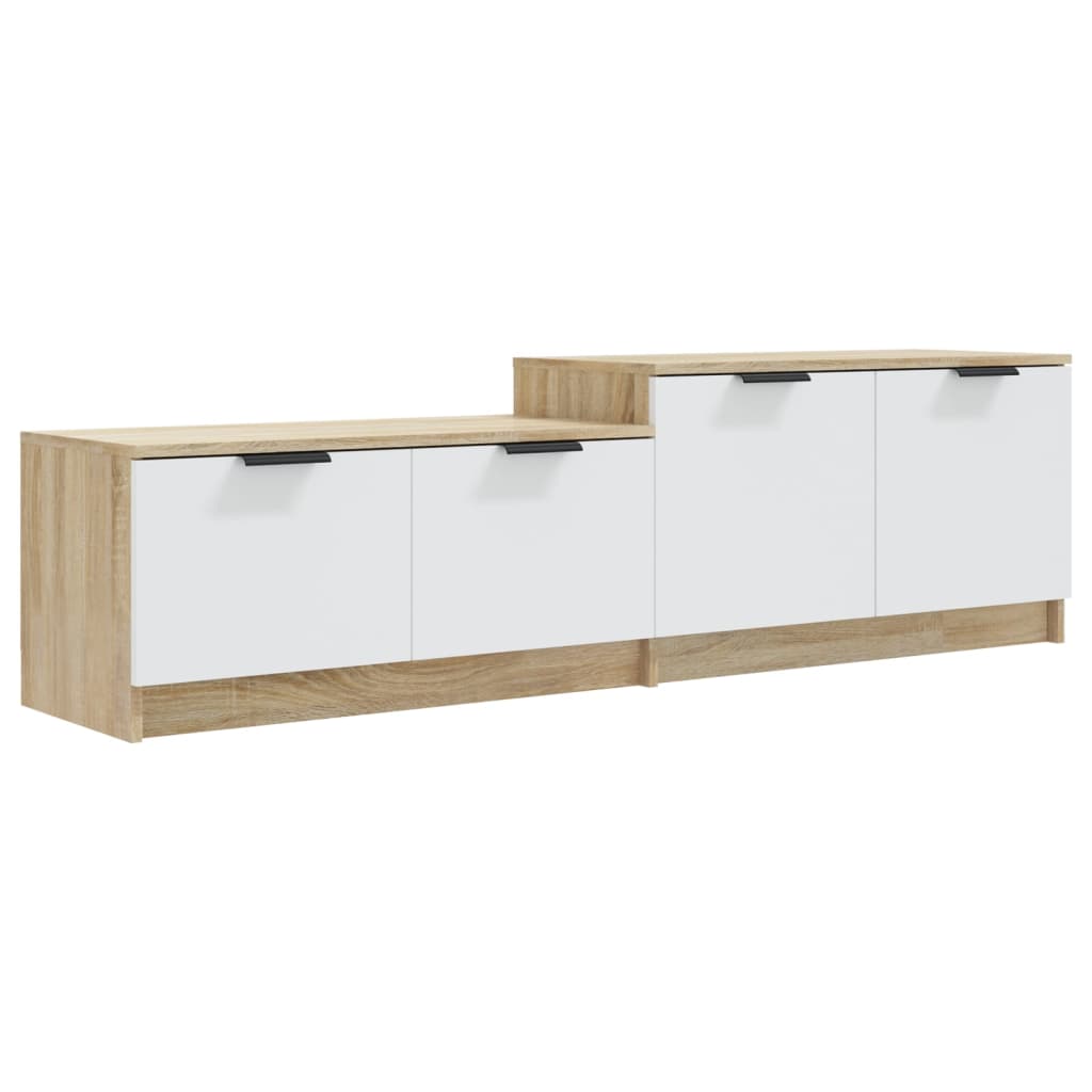 Tv-Meubel 158,5X36X45 Cm Bewerkt Hout Wit En Sonoma Eikenkleur