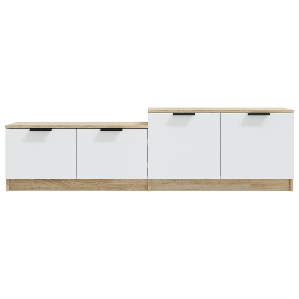 Tv-Meubel 158,5X36X45 Cm Bewerkt Hout Wit En Sonoma Eikenkleur