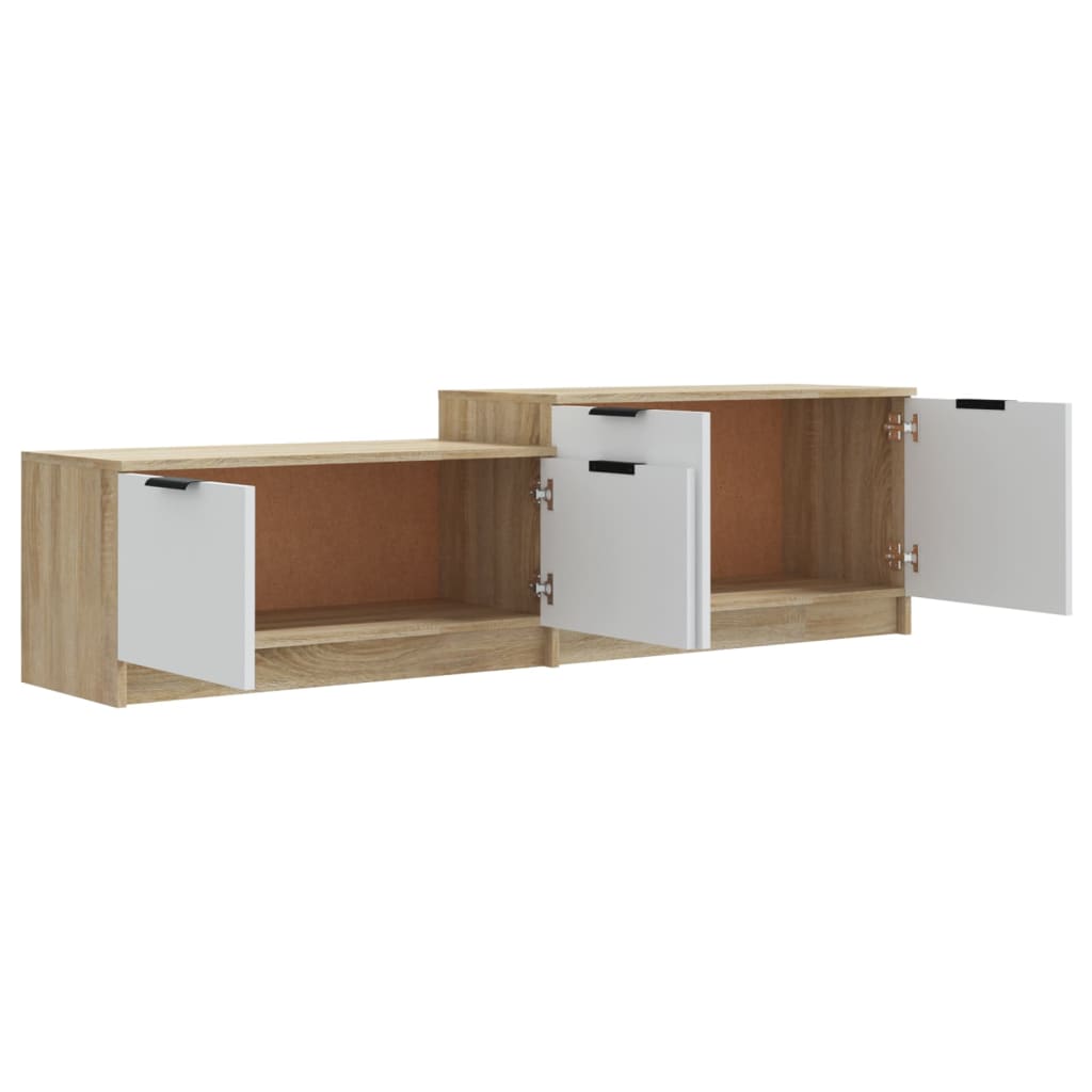 Tv-Meubel 158,5X36X45 Cm Bewerkt Hout Wit En Sonoma Eikenkleur
