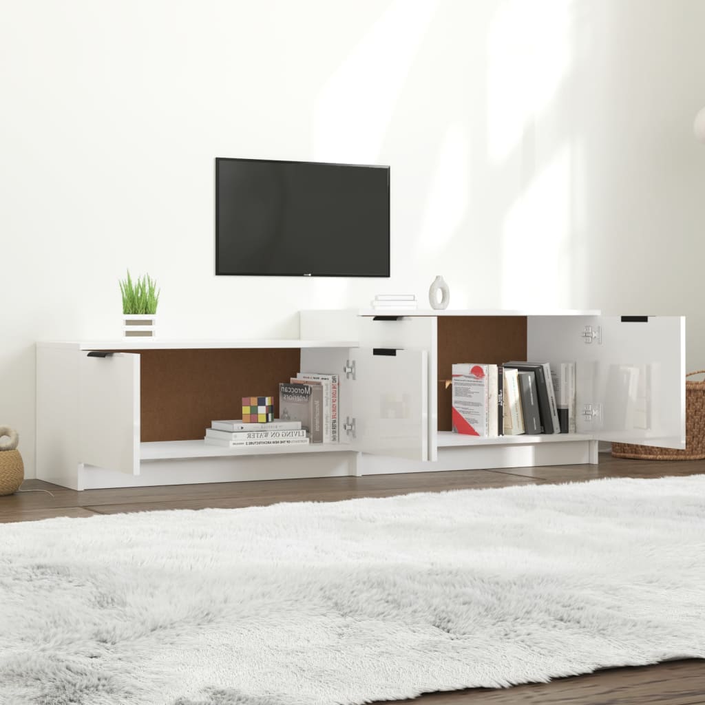 Tv-Meubel 158,5X36X45 Cm Bewerkt Hout Hoogglans Wit