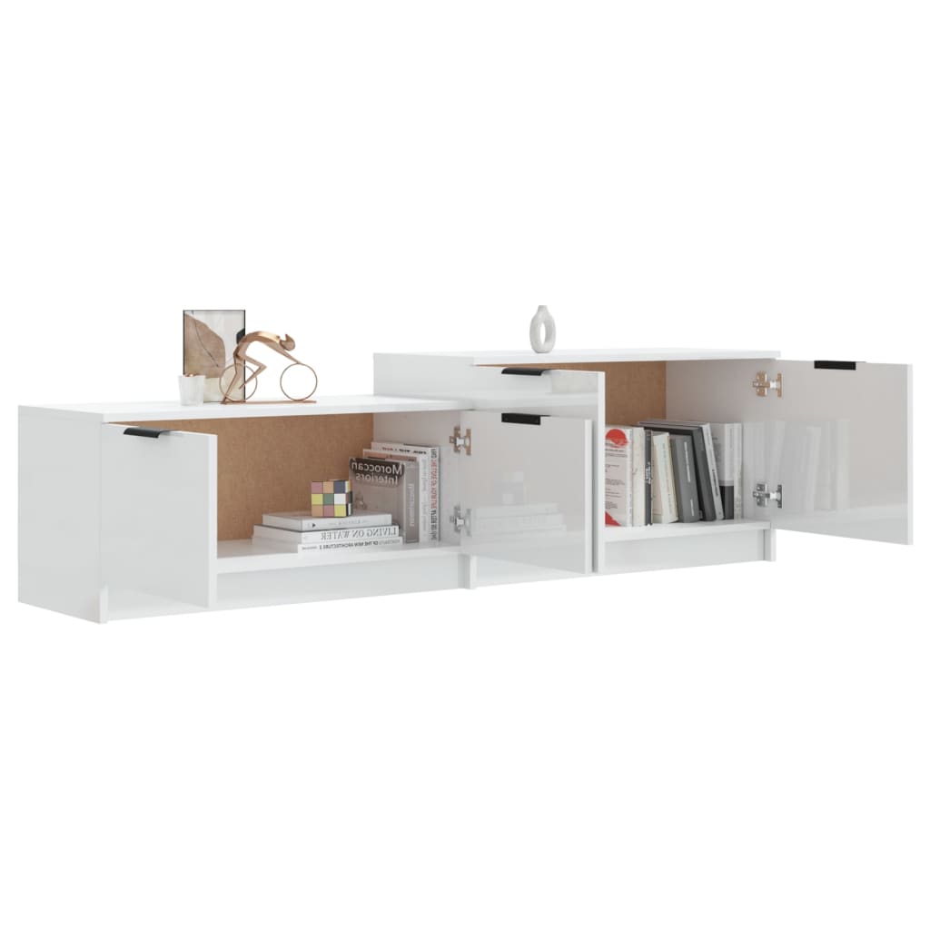 Tv-Meubel 158,5X36X45 Cm Bewerkt Hout Hoogglans Wit