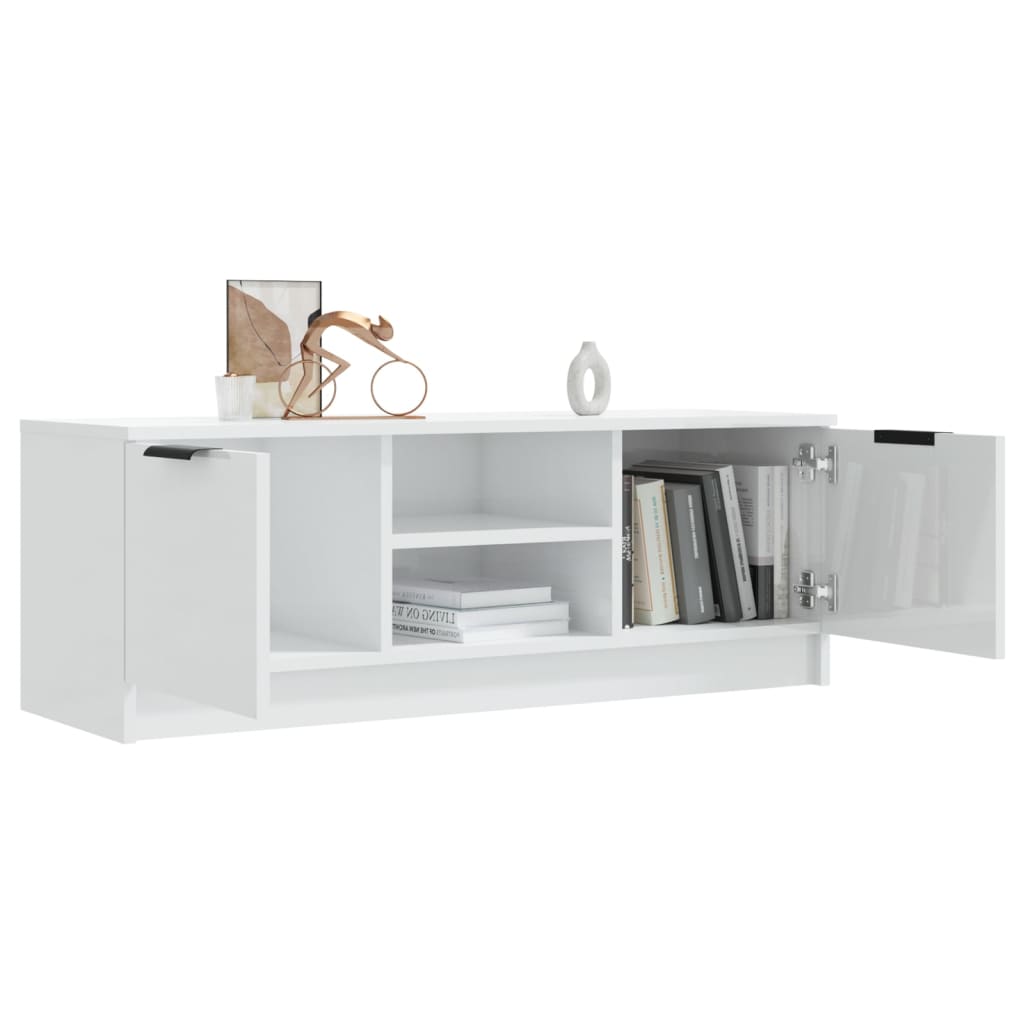 Tv-Meubel 102X35X36,5 Cm Bewerkt Hout Hoogglans Wit