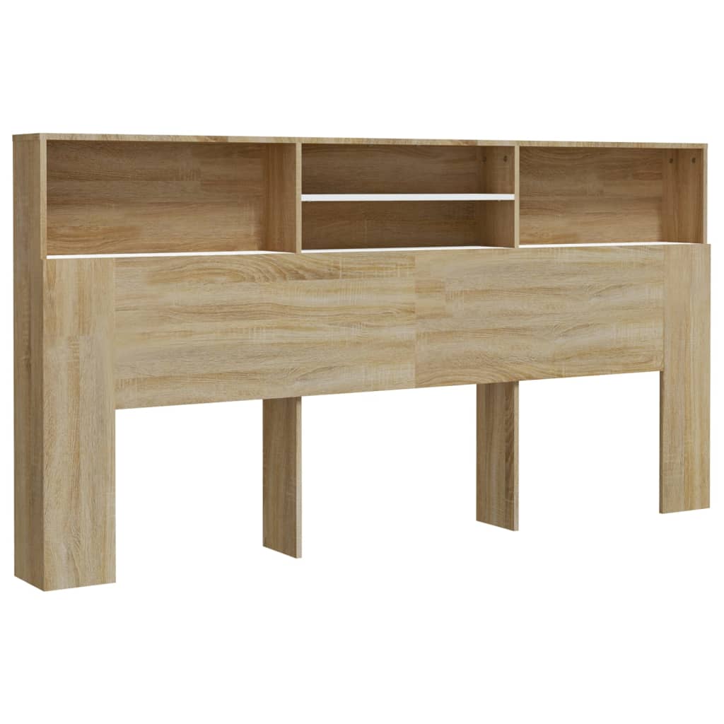 Hoofdbordkast 200X19X103,5 Cm Wit En Sonoma Eikenkleurig