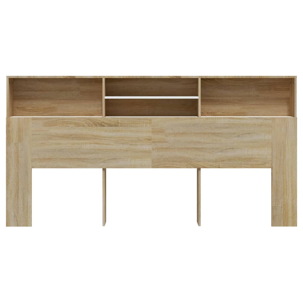 Hoofdbordkast 200X19X103,5 Cm Wit En Sonoma Eikenkleurig