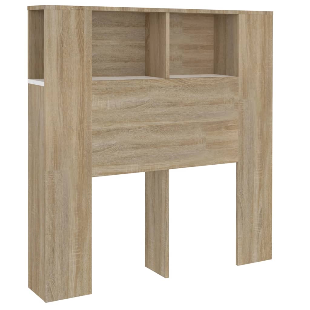 Hoofdbordkast 100X18,5X104,5 Cm Wit En Sonoma Eikenkleurig