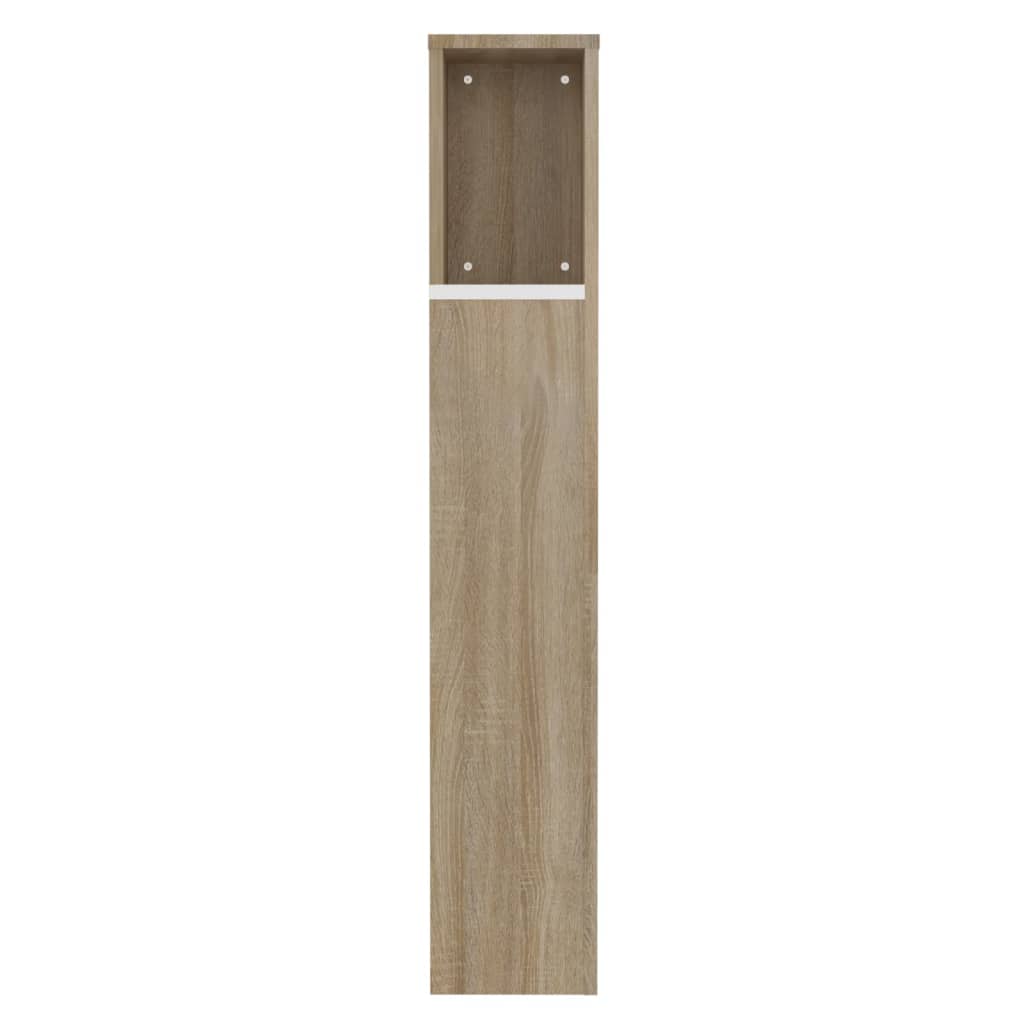 Hoofdbordkast 100X18,5X104,5 Cm Wit En Sonoma Eikenkleurig