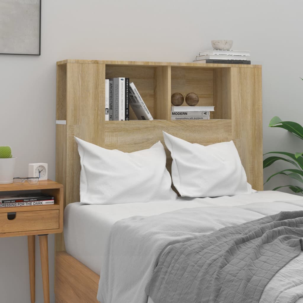 Hoofdbordkast 100X18,5X104,5 Cm Wit En Sonoma Eikenkleurig