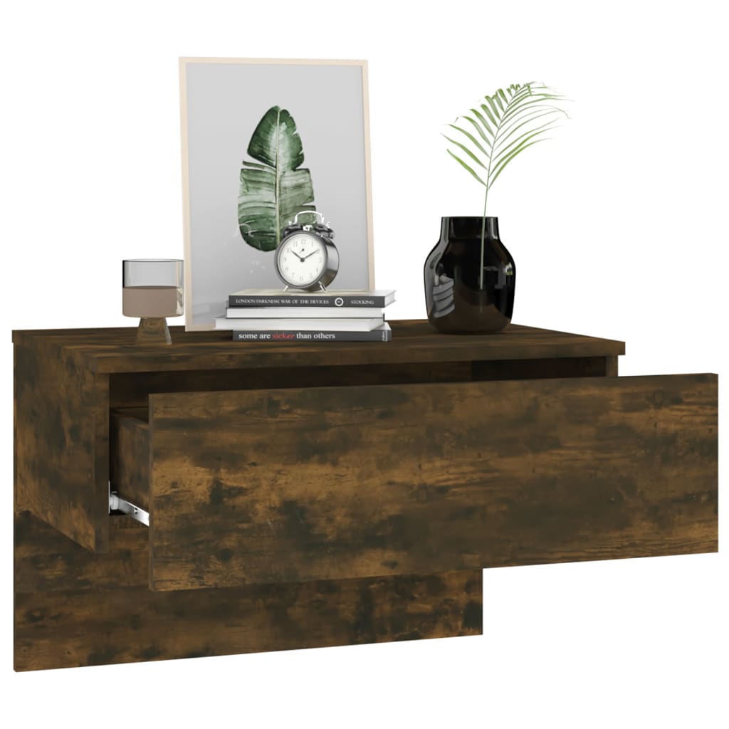 Wandnachtkastje Bewerkt Hout Gerookt Eikenkleurig