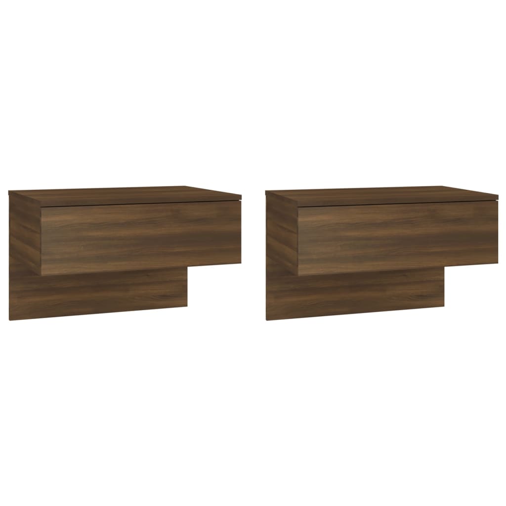 Wandnachtkastjes 2 St Bewerkt Hout Bruineikenkleurig