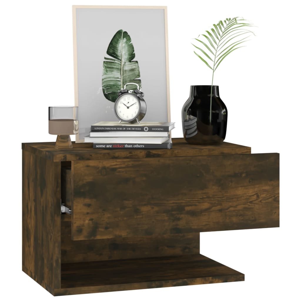 Wandnachtkastje Bewerkt Hout Gerookt Eikenkleurig