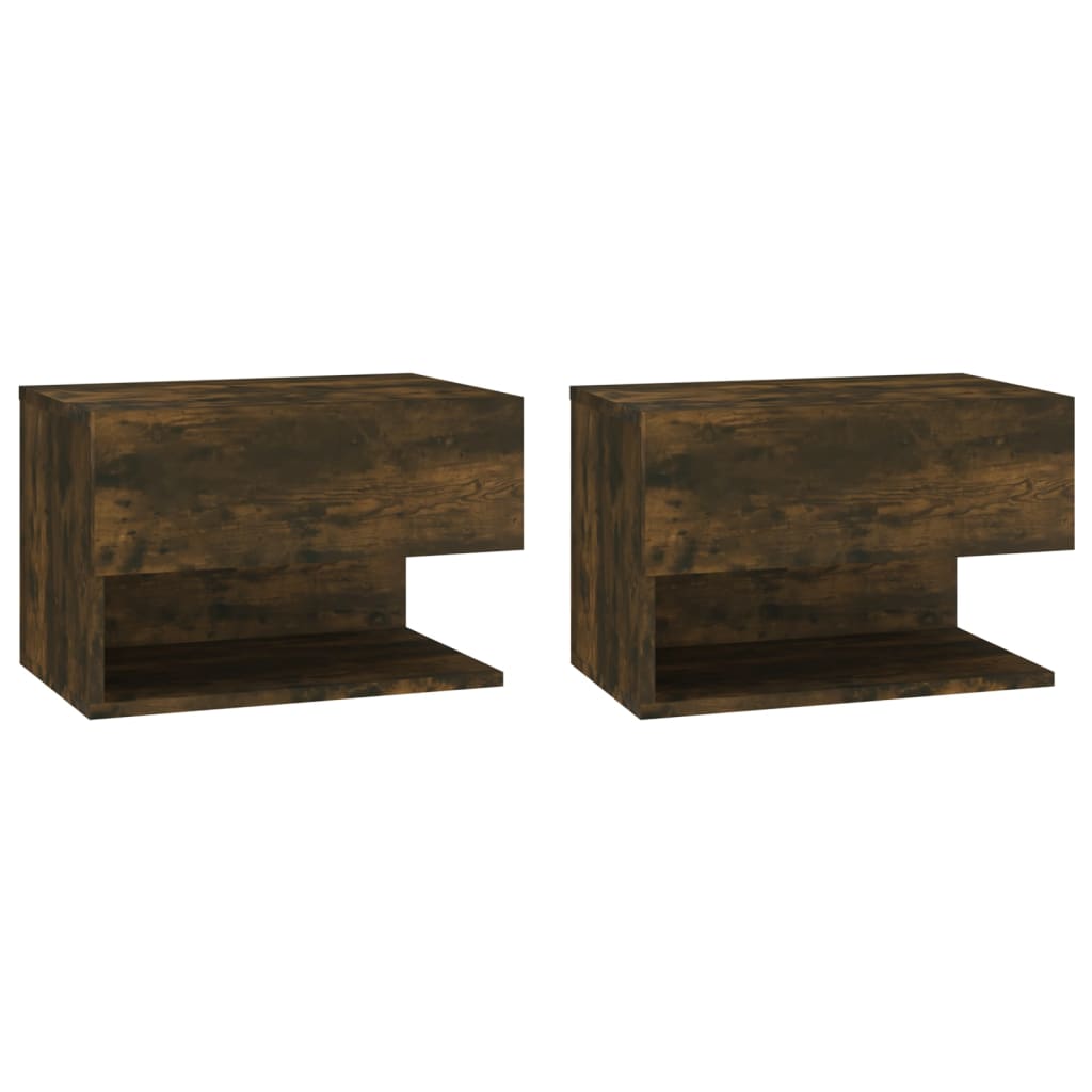 Wandnachtkastjes 2 St Bewerkt Hout Gerookt Eikenkleurig