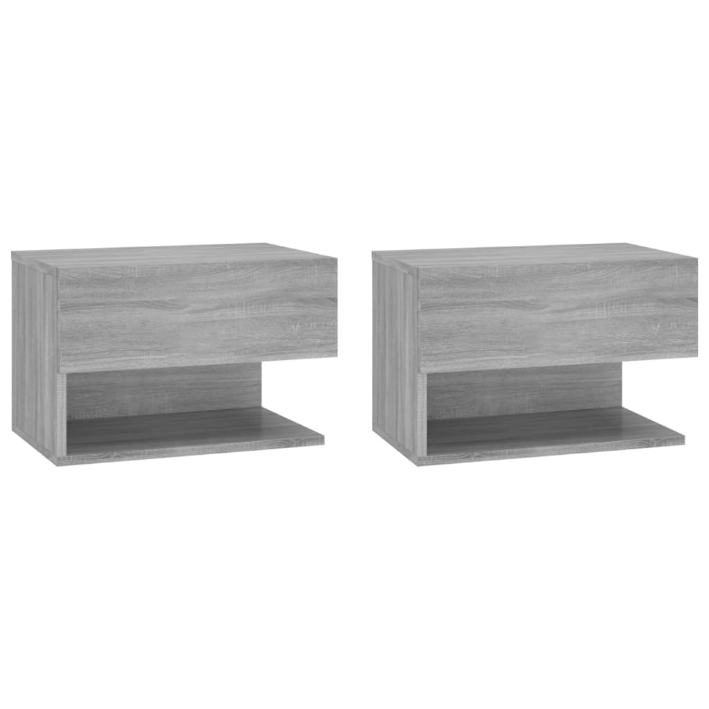 Wandnachtkastjes 2 St Bewerkt Hout Grijs Sonoma Eikenkleurig