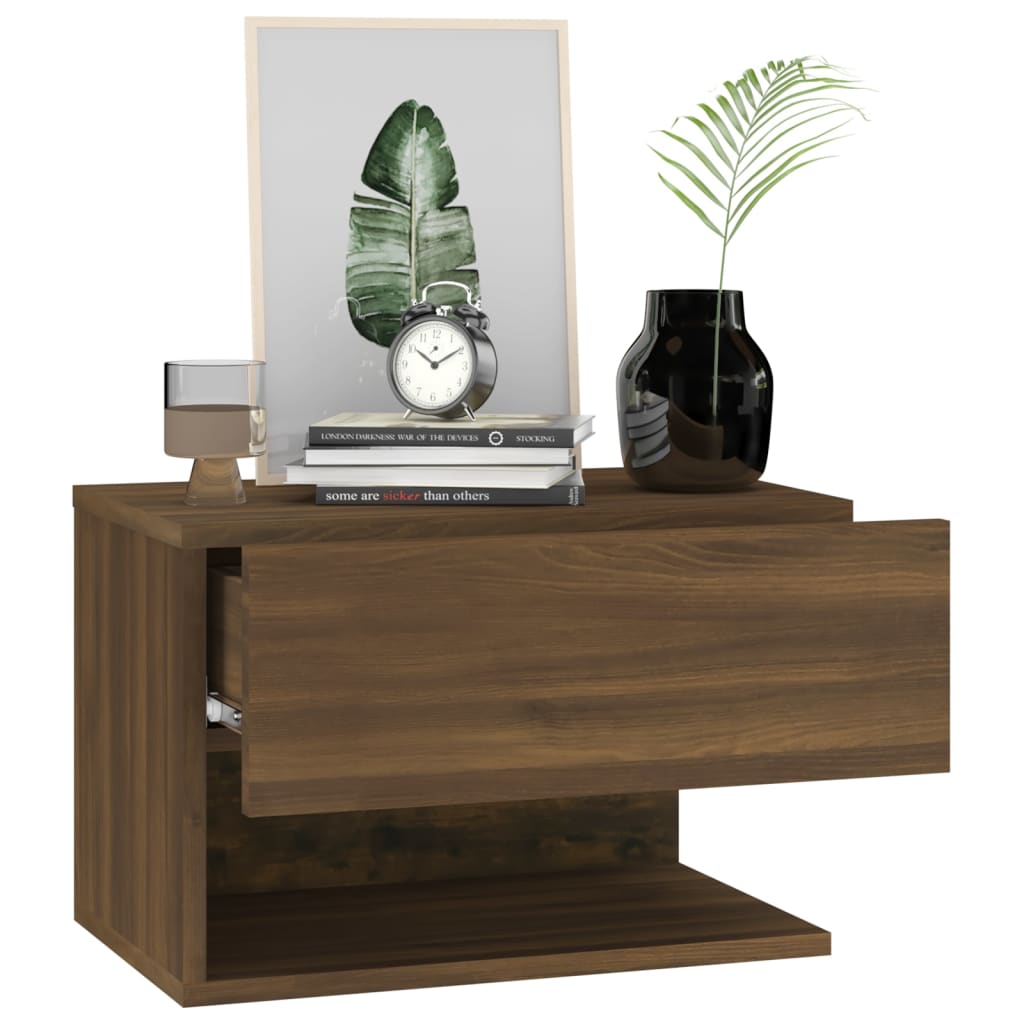 Wandnachtkastje Bewerkt Hout Bruineikenkleurig