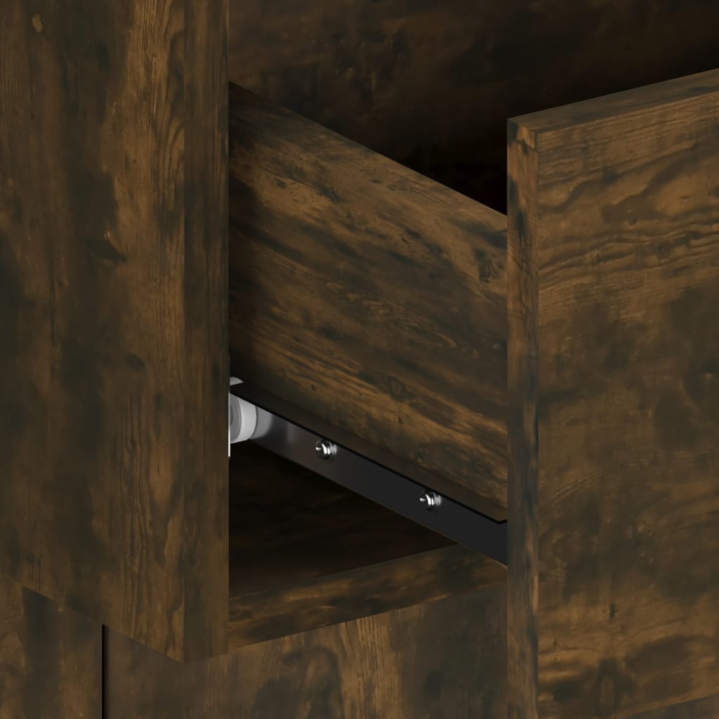 Wandnachtkastje Bewerkt Hout Gerookt Eikenkleurig
