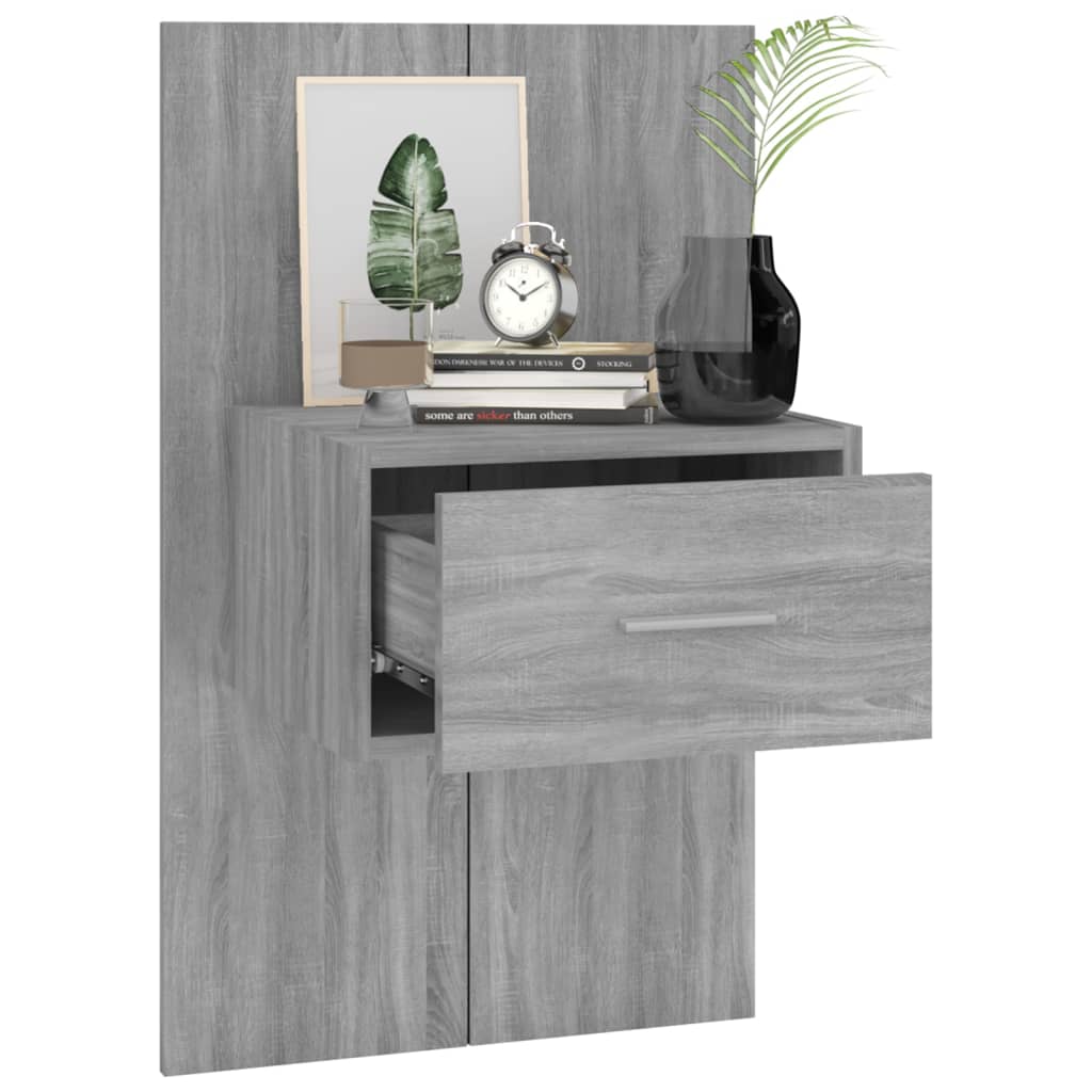Wandnachtkastjes 2 St Bewerkt Hout Grijs Sonoma Eikenkleurig