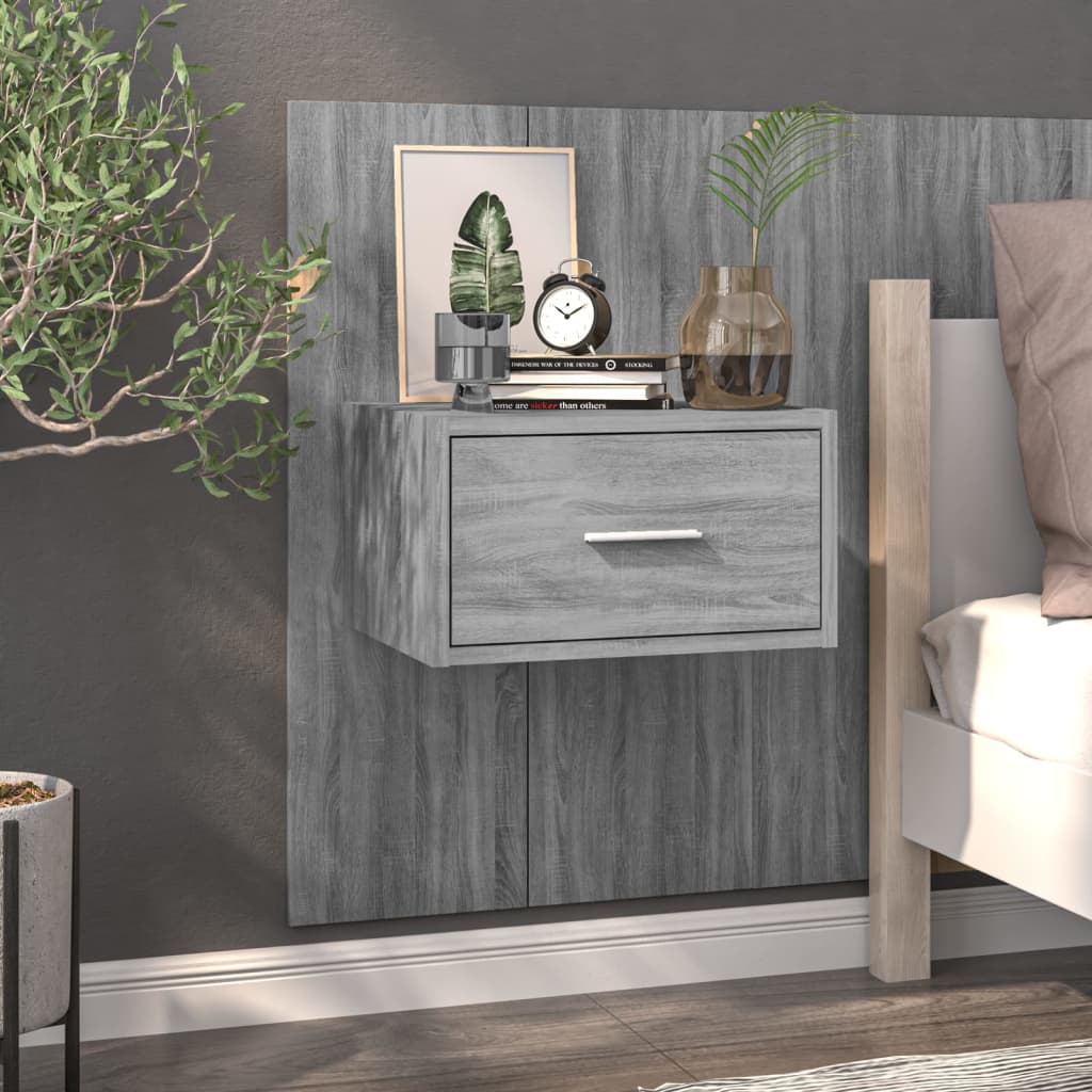 Wandnachtkastjes 2 St Bewerkt Hout Grijs Sonoma Eikenkleurig