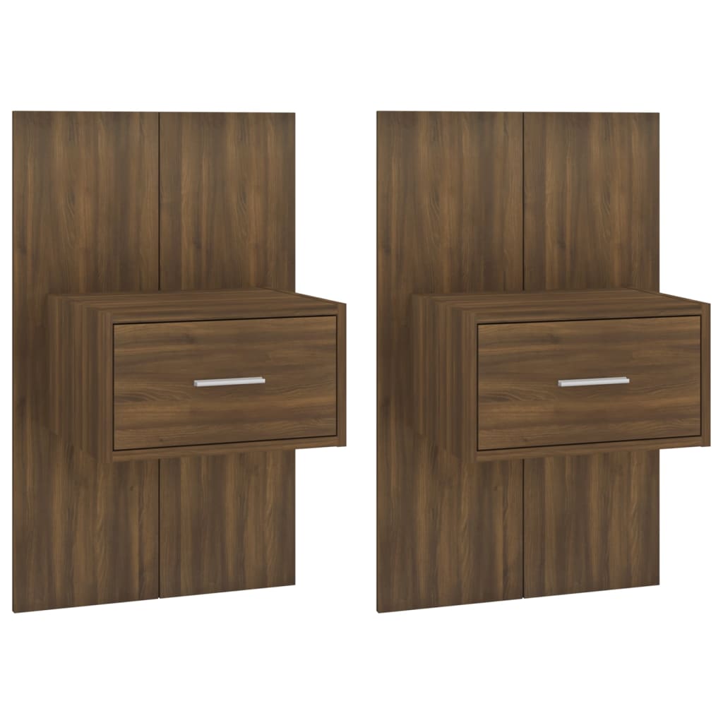 Wandnachtkastjes 2 St Bewerkt Hout Bruineikenkleurig