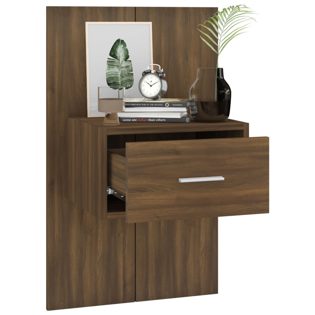 Wandnachtkastjes 2 St Bewerkt Hout Bruineikenkleurig