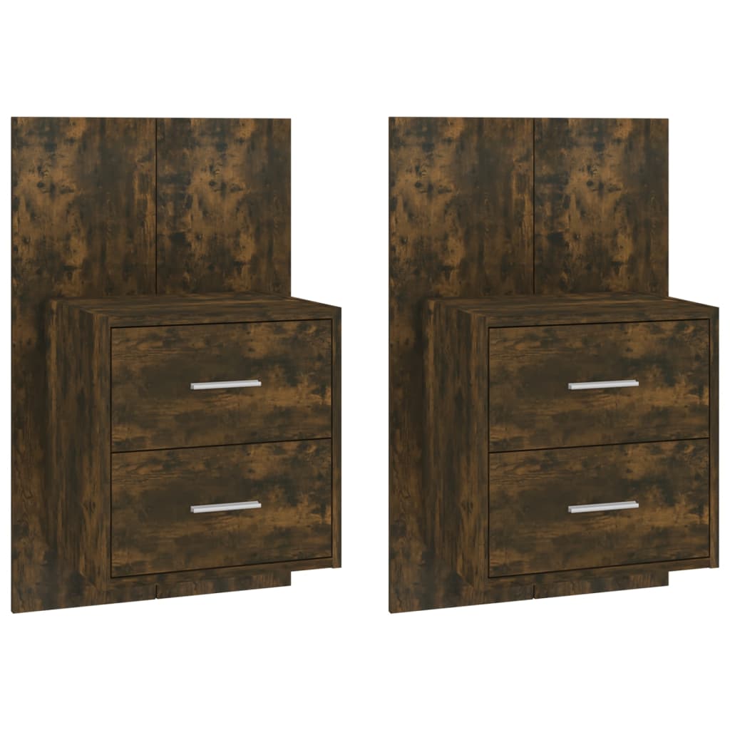Wandnachtkastjes 2 St Bewerkt Hout Gerookt Eikenkleurig