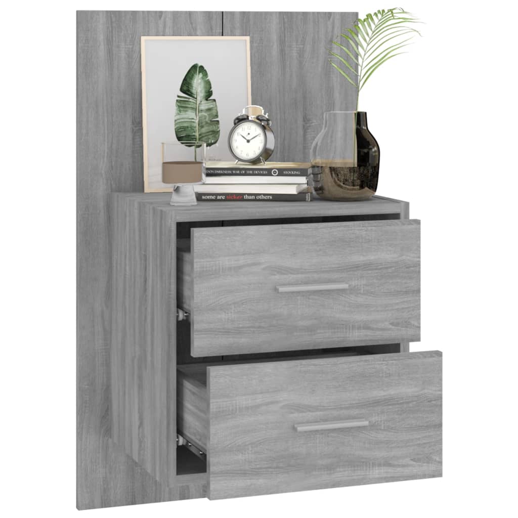 Wandnachtkastjes 2 St Bewerkt Hout Grijs Sonoma Eikenkleurig