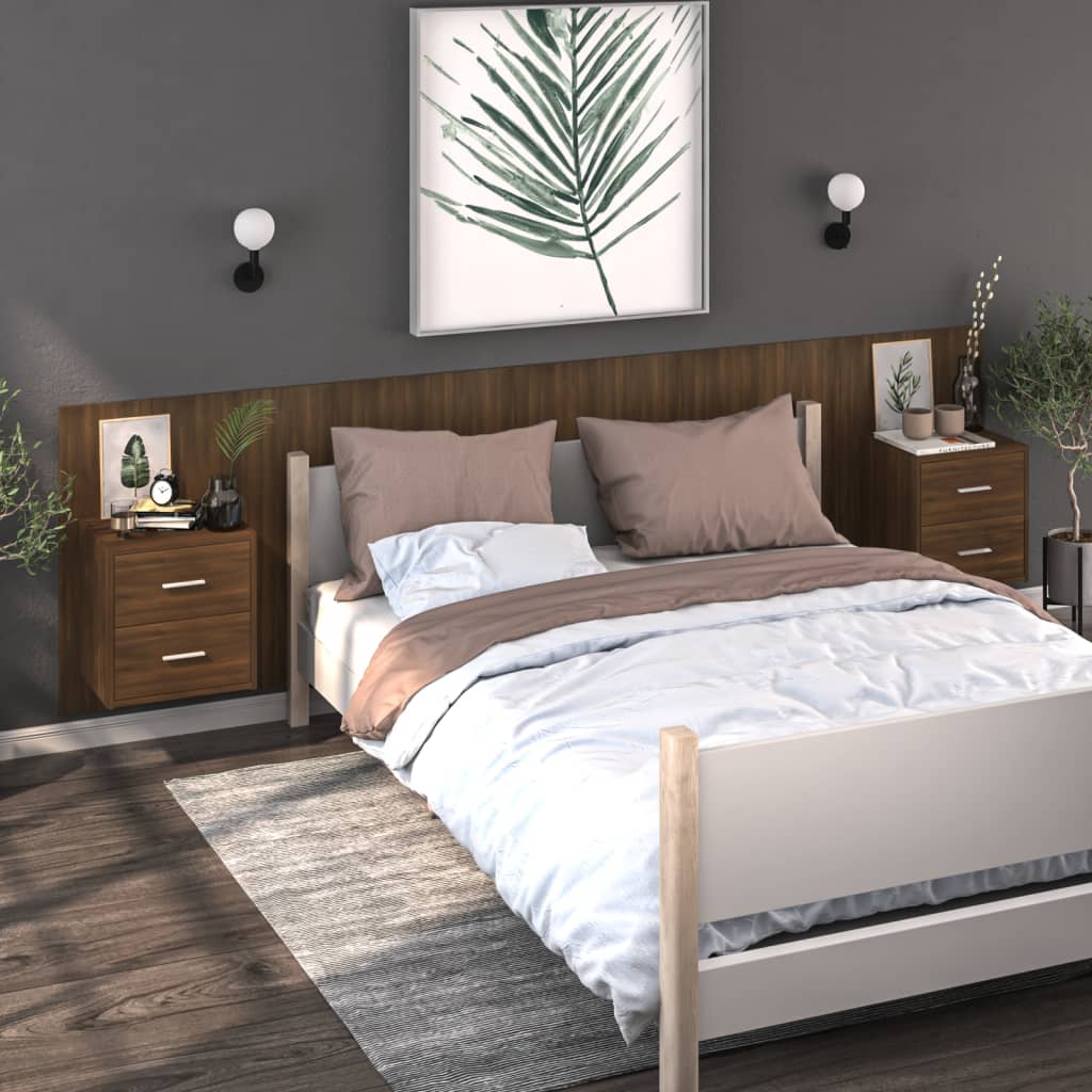 Wandnachtkastje Bewerkt Hout Bruineikenkleurig