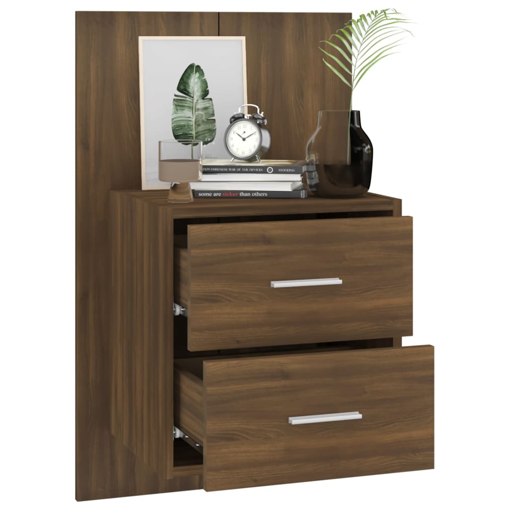 Wandnachtkastje Bewerkt Hout Bruineikenkleurig
