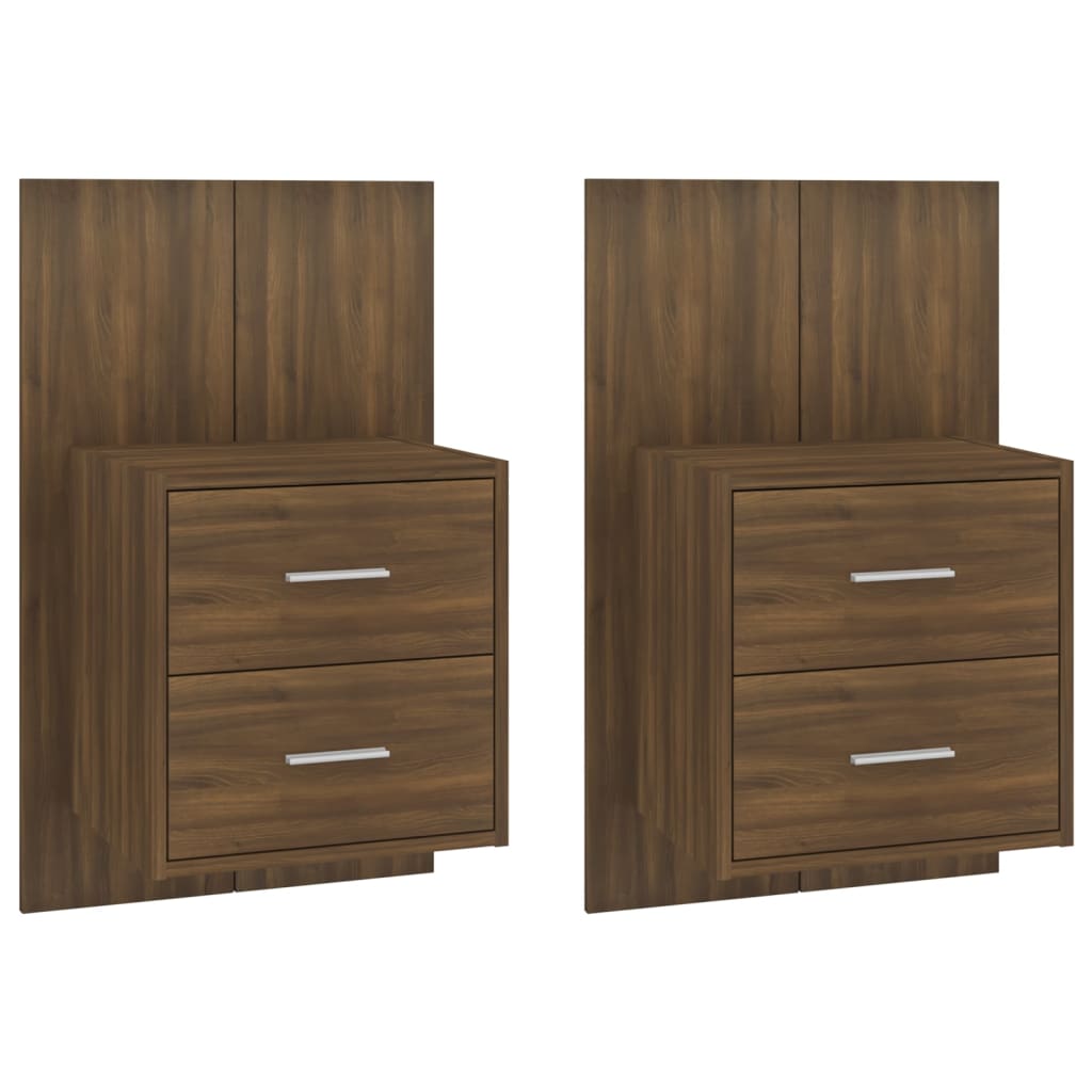 Wandnachtkastjes 2 St Bewerkt Hout Bruineikenkleurig