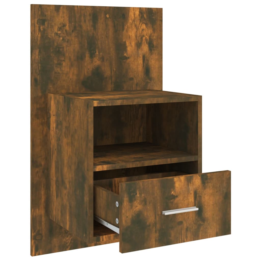Wandnachtkastje Bewerkt Hout Gerookt Eikenkleurig