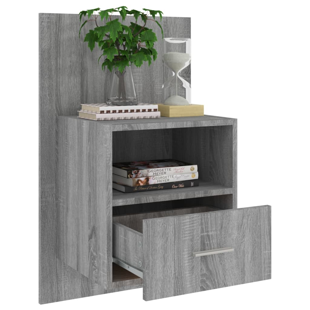 Wandnachtkastjes 2 St Bewerkt Hout Grijs Sonoma Eikenkleurig