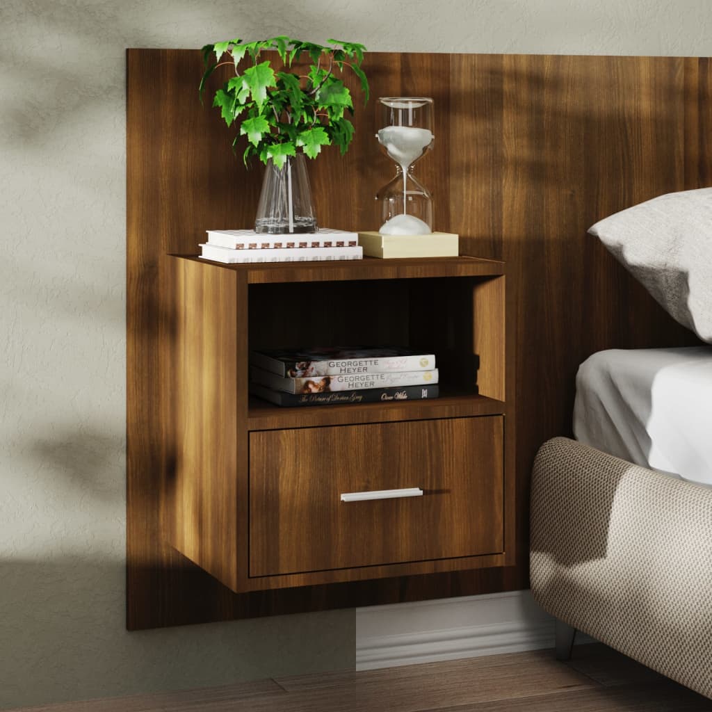 Wandnachtkastje Bewerkt Hout Bruineikenkleurig