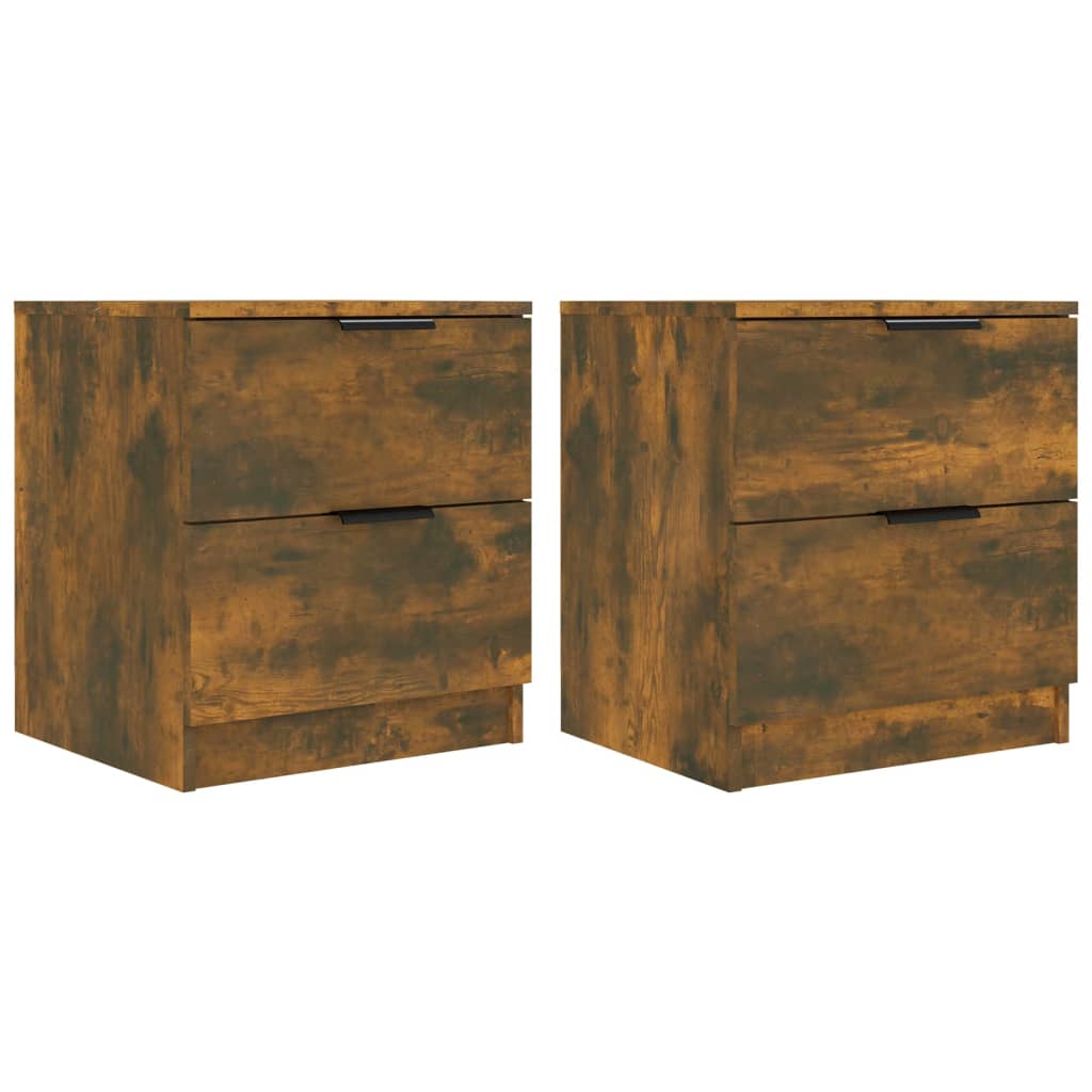 Nachtkastjes 2 St Bewerkt Hout Gerookt Eikenkleurig