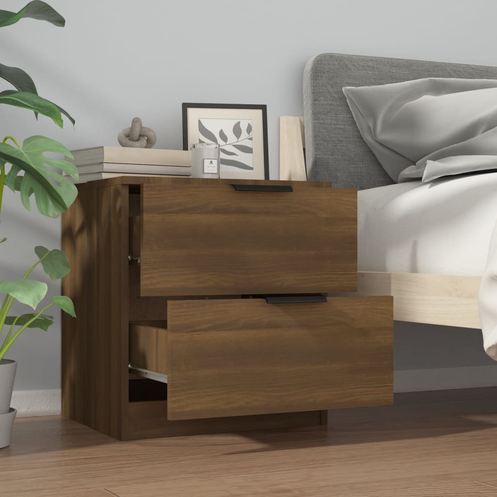 Nachtkastje Bewerkt Hout Bruineikenkleurig