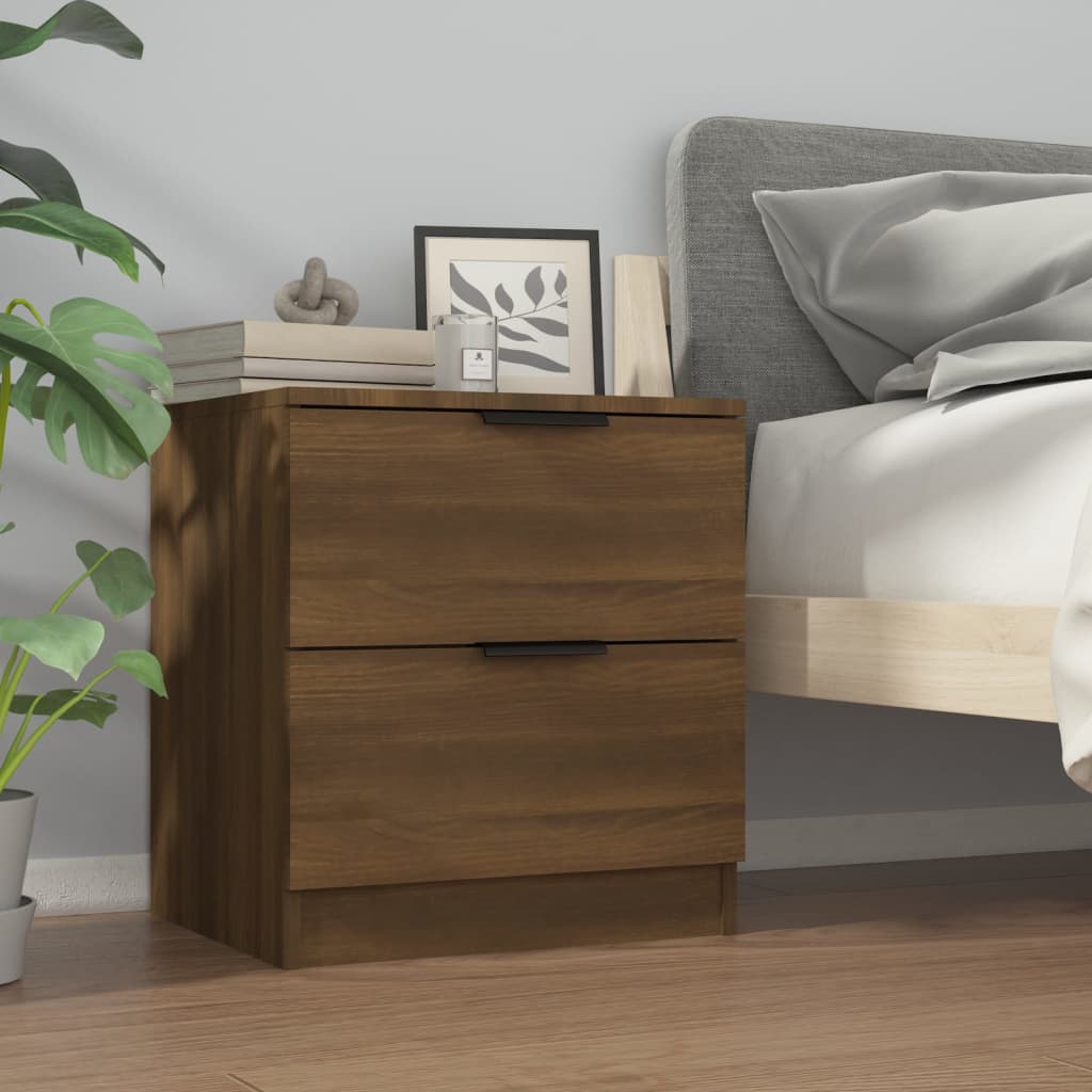Nachtkastje Bewerkt Hout Bruineikenkleurig