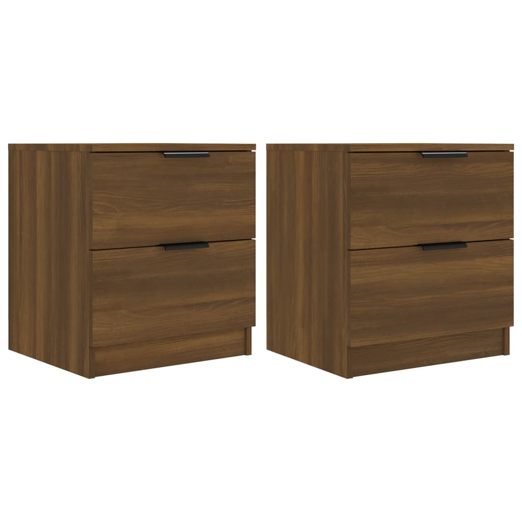 Nachtkastjes 2 St Bewerkt Hout Bruineikenkleurig