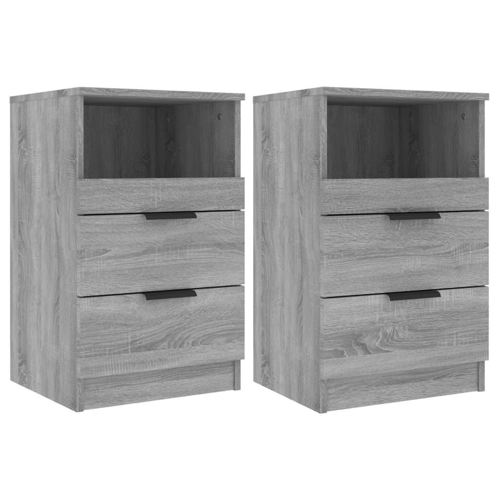 Nachtkastjes 2 St Bewerkt Hout Grijs Sonoma Eikenkleurig
