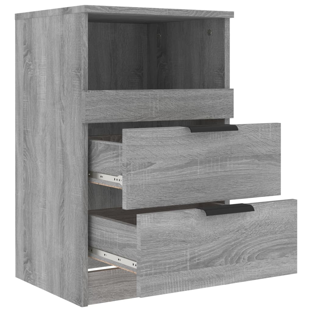 Nachtkastjes 2 St Bewerkt Hout Grijs Sonoma Eikenkleurig