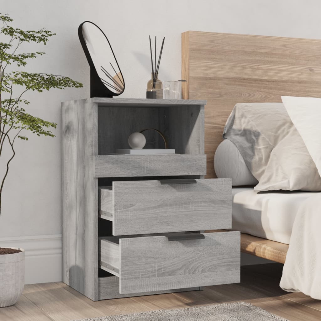 Nachtkastjes 2 St Bewerkt Hout Grijs Sonoma Eikenkleurig