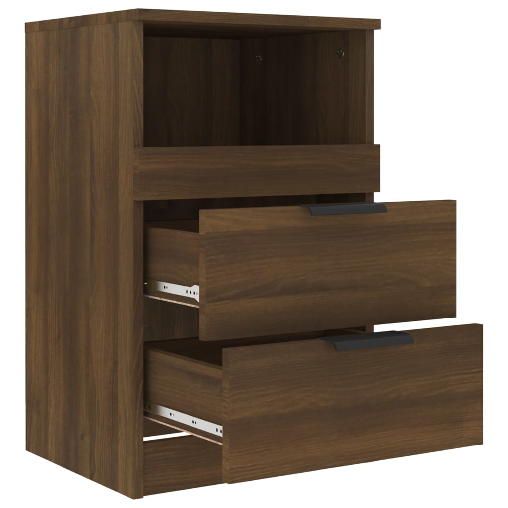 Nachtkastje Bewerkt Hout Bruineikenkleurig