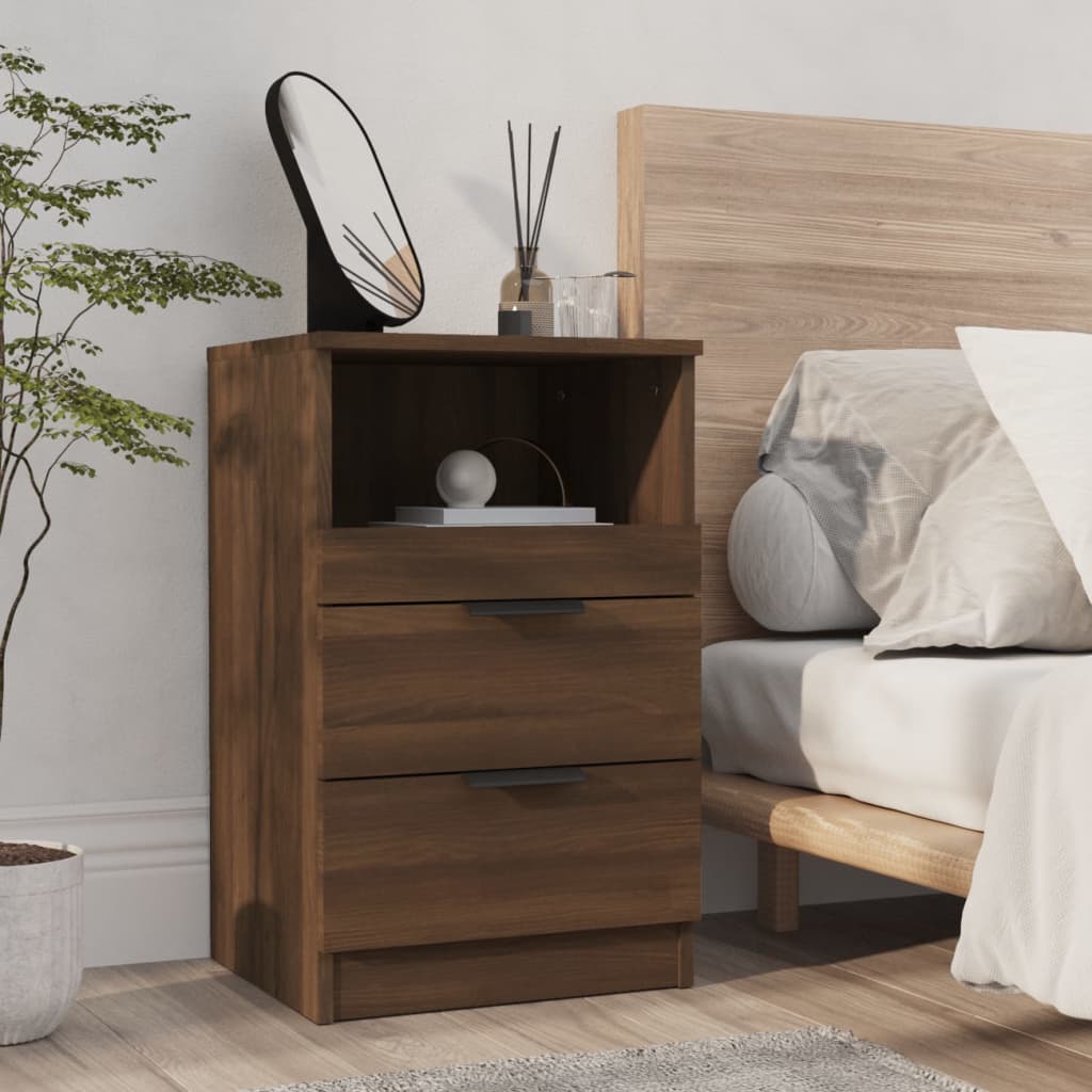 Nachtkastje Bewerkt Hout Bruineikenkleurig