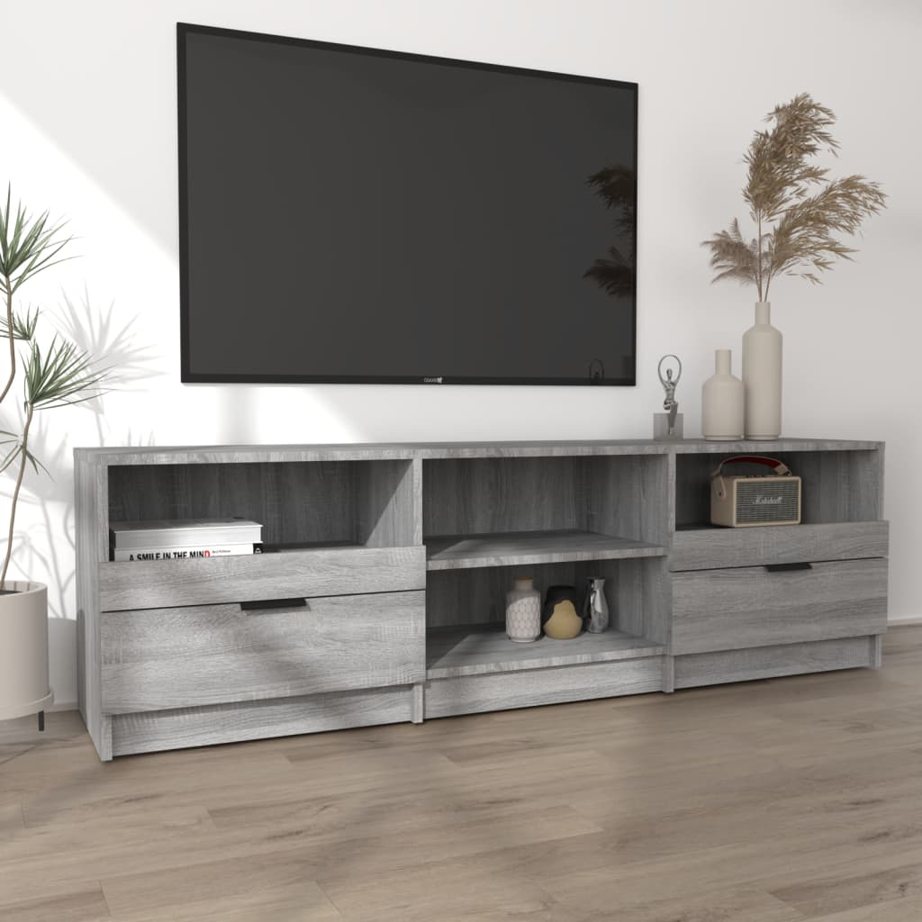 Tv-Meubel 150X33,5X45 Cm Bewerkt Hout Grijs Sonoma Eikenkleurig