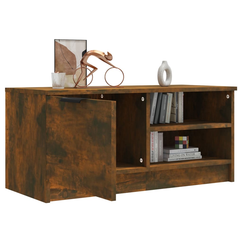 Tv-Meubel 80X35X36,5 Cm Bewerkt Hout Gerookt Eikenkleurig