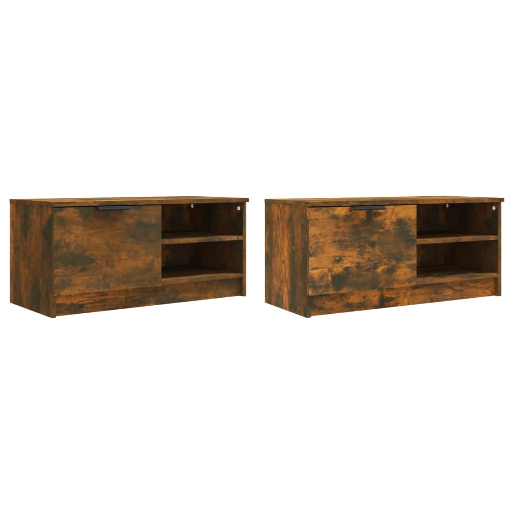 Tv-Meubelen 2 St 80X35X36,5 Cm Bewerkt Hout Gerookt Eikenkleur