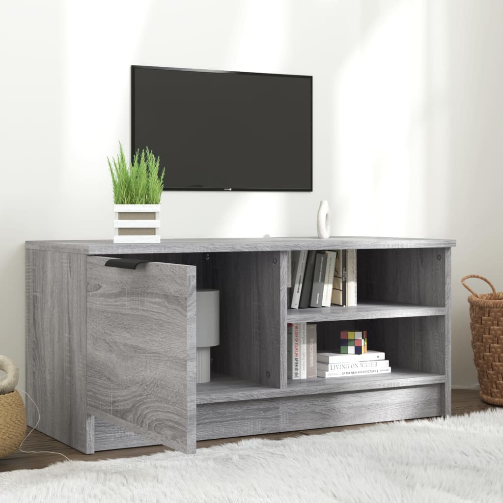 Tv-Meubel 80X35X36,5 Cm Bewerkt Hout Grijs Sonoma Eikenkleurig