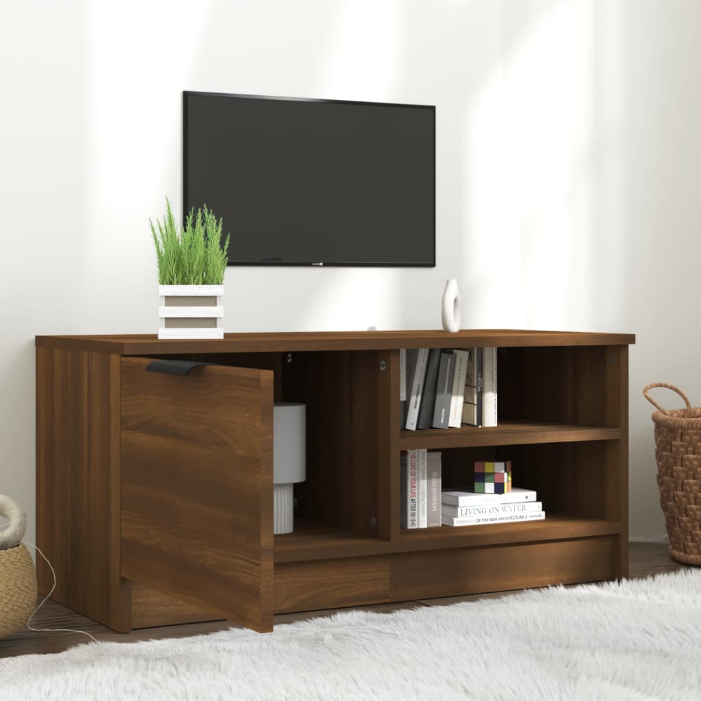 Tv-Meubel 80X35X36,5 Cm Bewerkt Hout Bruineikenkleurig