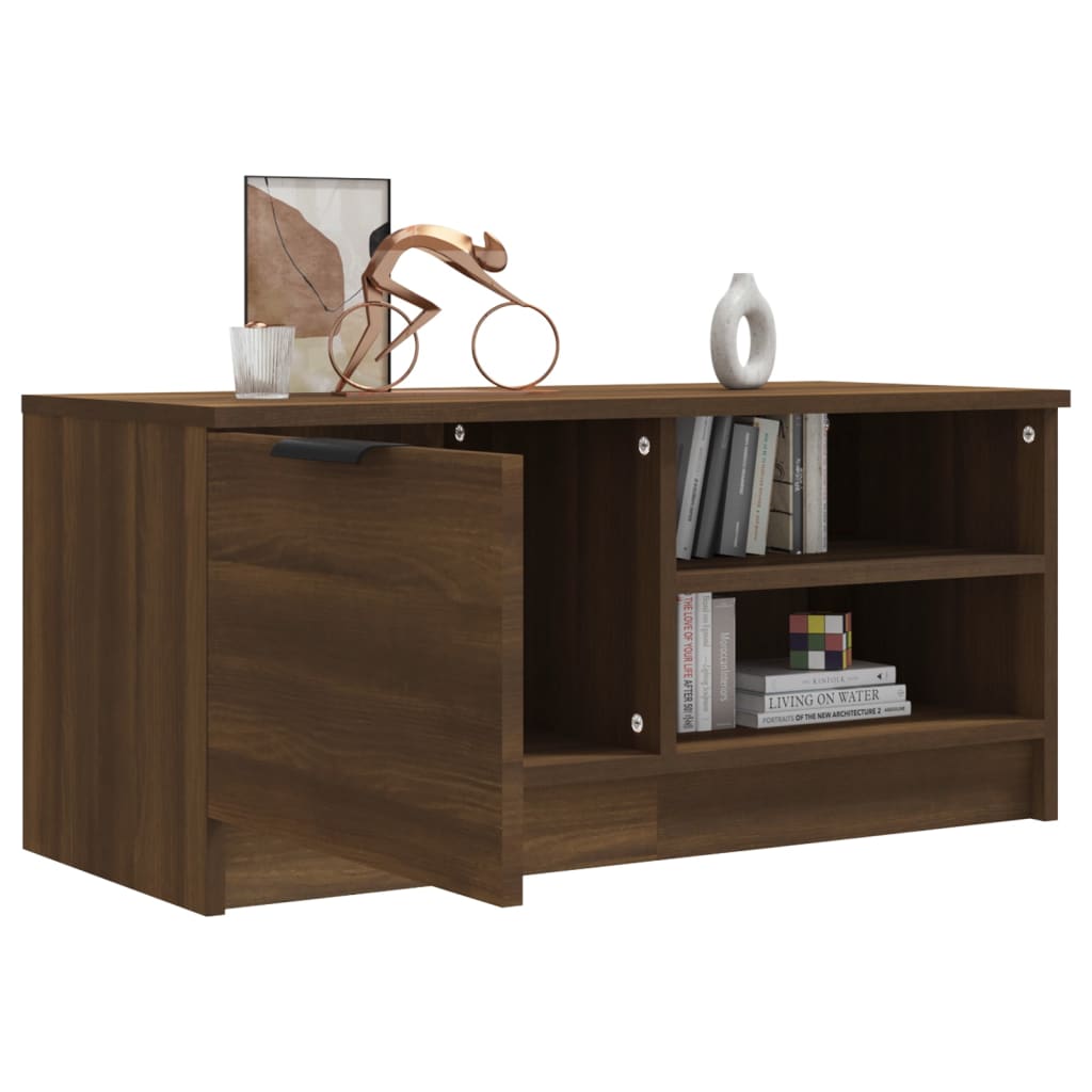 Tv-Meubel 80X35X36,5 Cm Bewerkt Hout Bruineikenkleurig