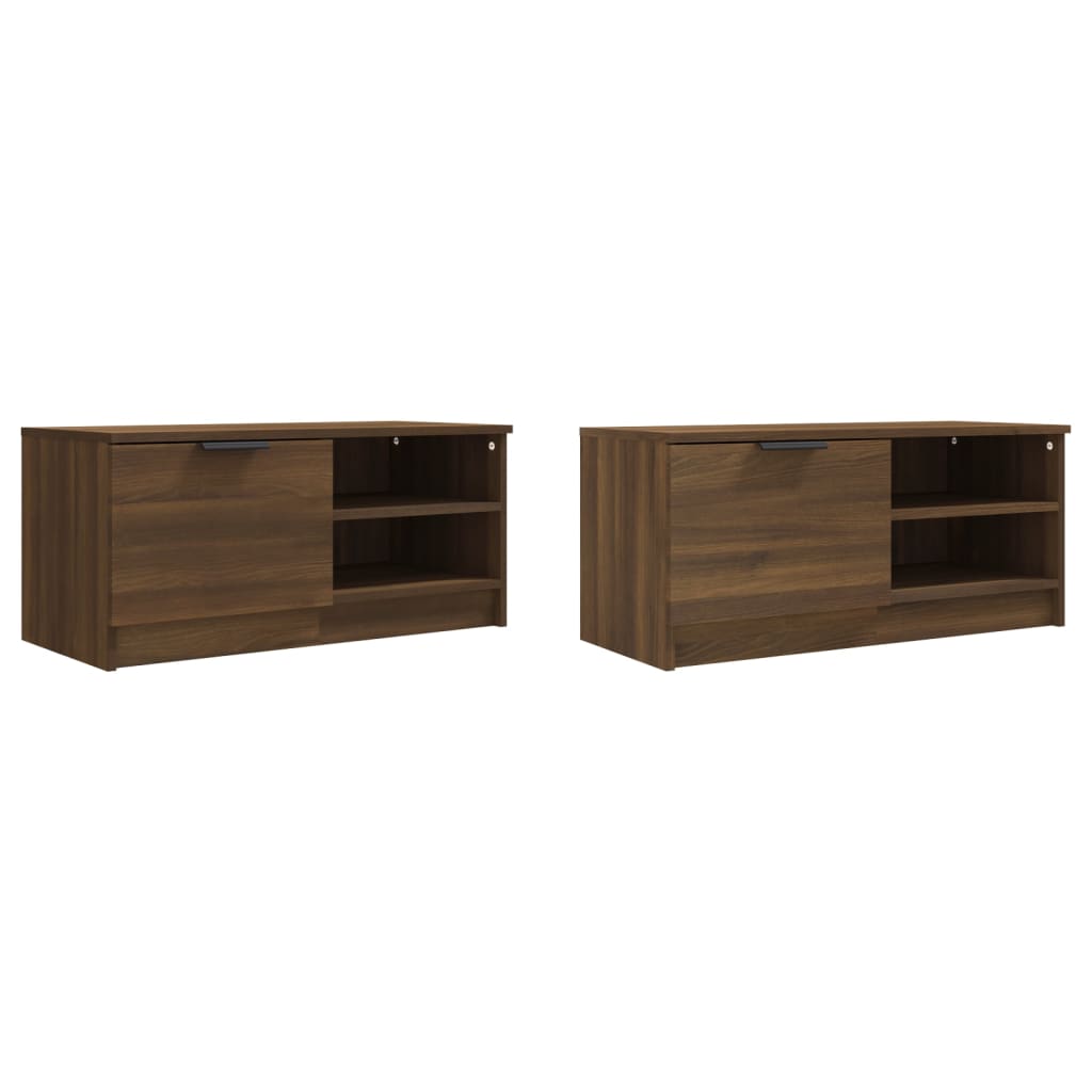 Tv-Meubelen 2 St 80X35X36,5 Cm Bewerkt Hout Bruineikenkleurig