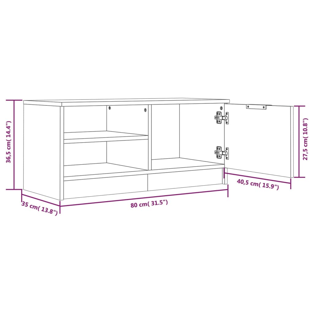 Tv-Meubelen 2 St 80X35X36,5 Cm Bewerkt Hout Bruineikenkleurig