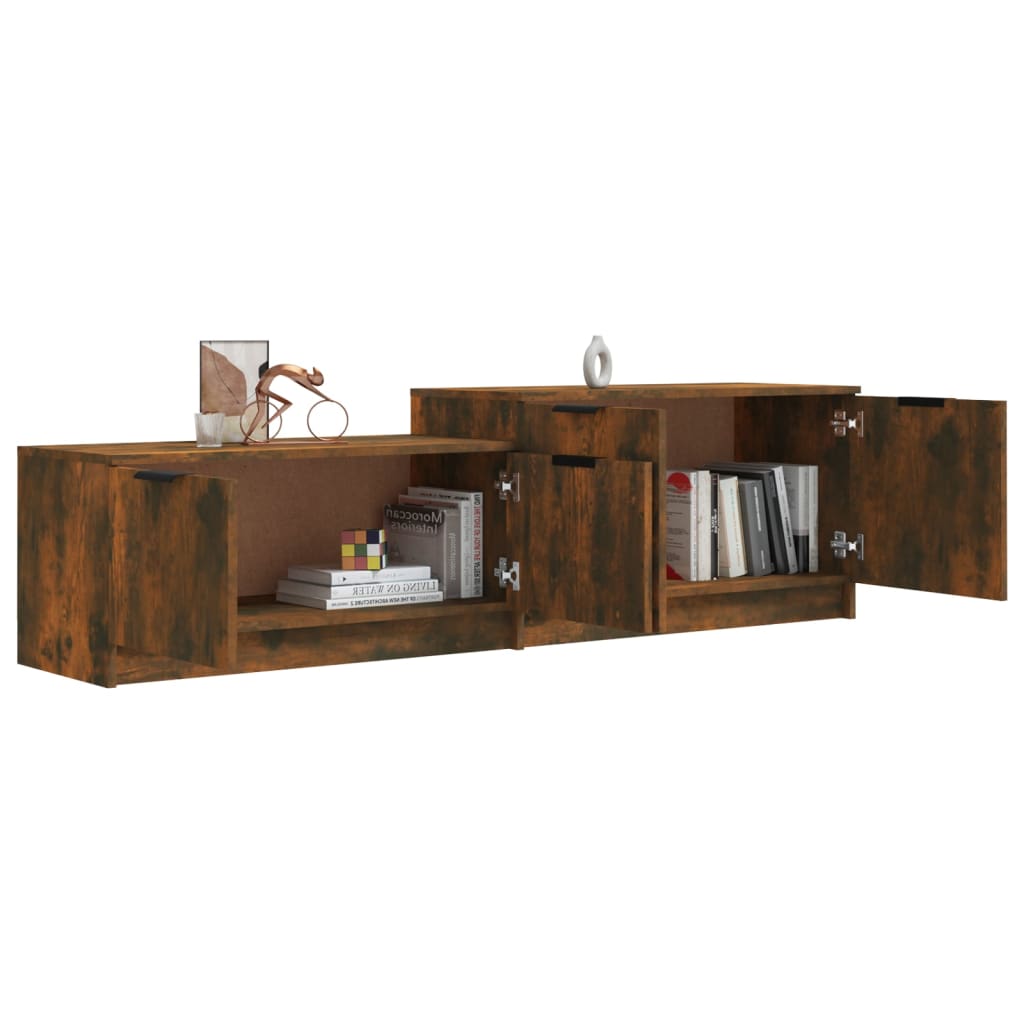 Tv-Meubel 158,5X36X45 Cm Bewerkt Hout Gerookt Eikenkleurig